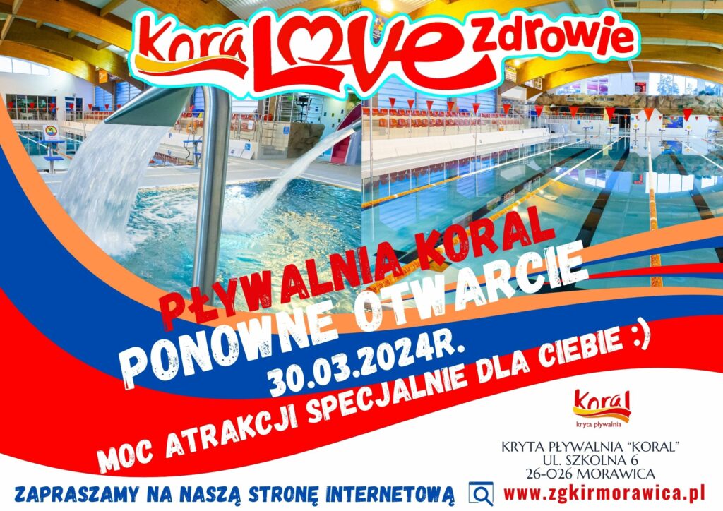 Kryta Pływalnia Koral w Morawicy ponownie otwarta!