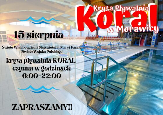 Godziny otwarcia pływalni w dn. 15 sierpnia