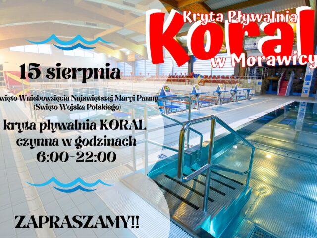 Godziny otwarcia pływalni w dn. 15 sierpnia