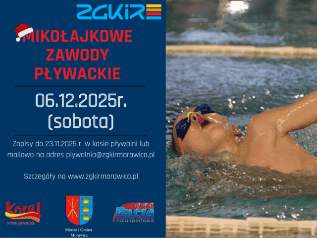 Ruszają zapisy na Mikołajkowe Zawody Pływackie 06 XII 2025 r.