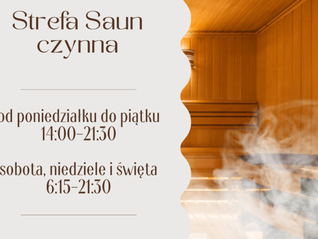 Nowe godziny otwarcia strefy saun