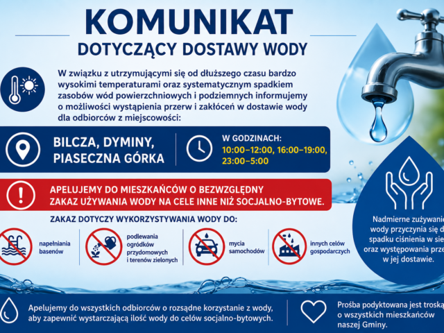 Komunikat dotyczący możliwych przerw w dostawie wody